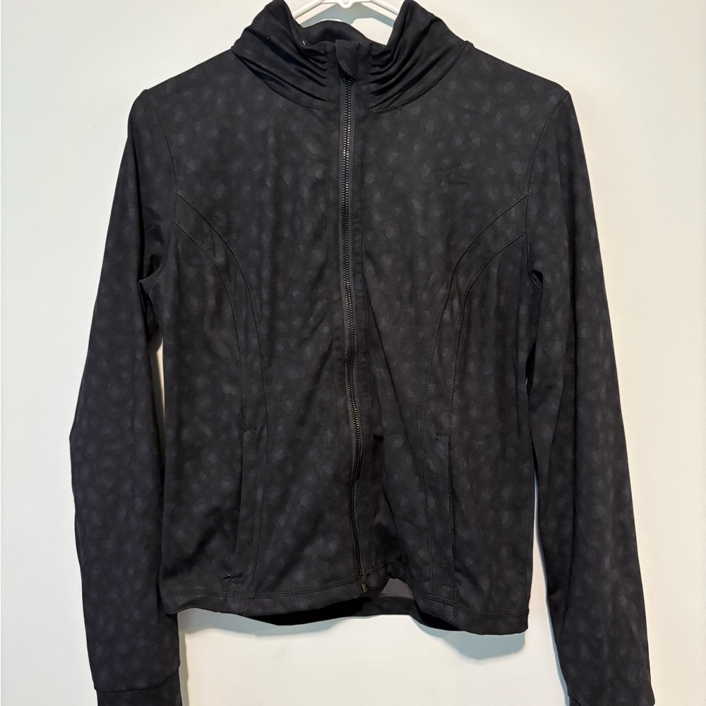 Black Patterned Zip-Up Jacket